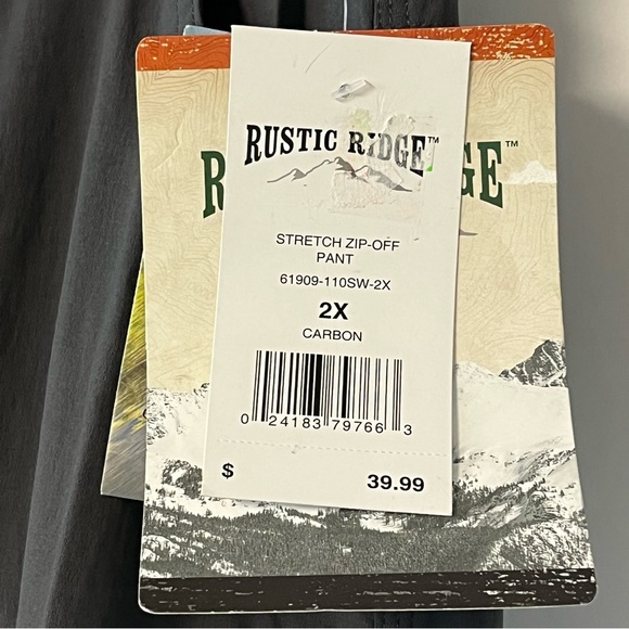 New Men’s Rustic Ridge Carbon Gray Convertible Zip-Off Hiking Cargo Pants 2X - Picture 7 of 13